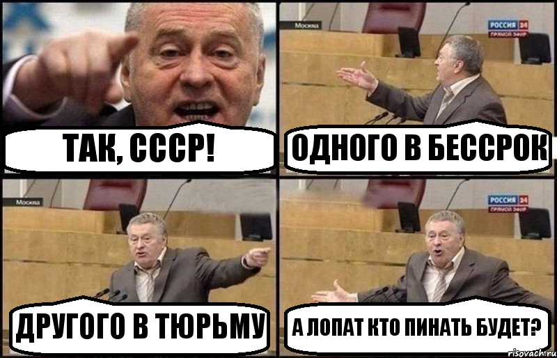 ТАК, СССР! ОДНОГО В БЕССРОК ДРУГОГО В ТЮРЬМУ А ЛОПАТ КТО ПИНАТЬ БУДЕТ?, Комикс Жириновский