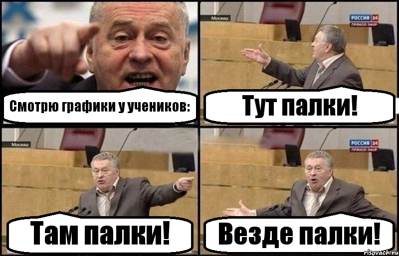 Смотрю графики у учеников: Тут палки! Там палки! Везде палки!, Комикс Жириновский