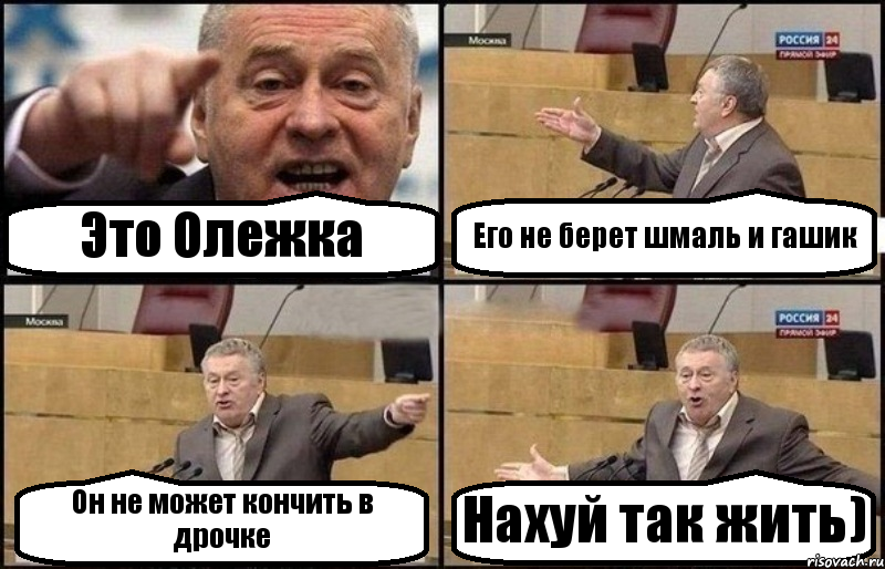 Это Олежка Его не берет шмаль и гашик Он не может кончить в дрочке Нахуй так жить), Комикс Жириновский