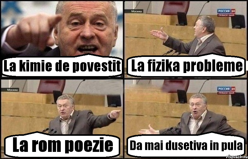 La kimie de povestit La fizika probleme La rom poezie Da mai dusetiva in pula, Комикс Жириновский