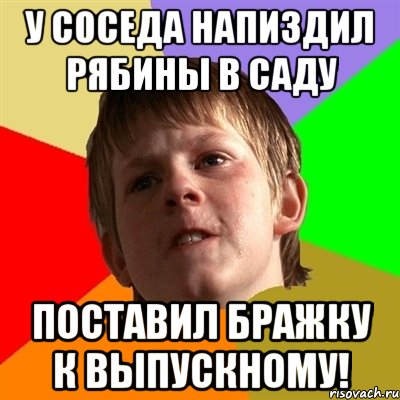 у соседа напиздил рябины в саду поставил бражку к выпускному!, Мем Злой школьник