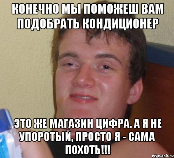 конечно мы поможеш вам подобрать кондиционер это же магазин цифра. а я не упоротый, просто я - сама похоть!!!, Мем 10 guy (Stoner Stanley really high guy укуренный парень)