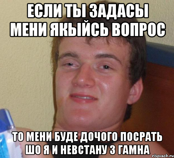 если ты задасы мени якыйсь вопрос то мени буде дочого посрать шо я и невстану з гамна, Мем 10 guy (Stoner Stanley really high guy укуренный парень)