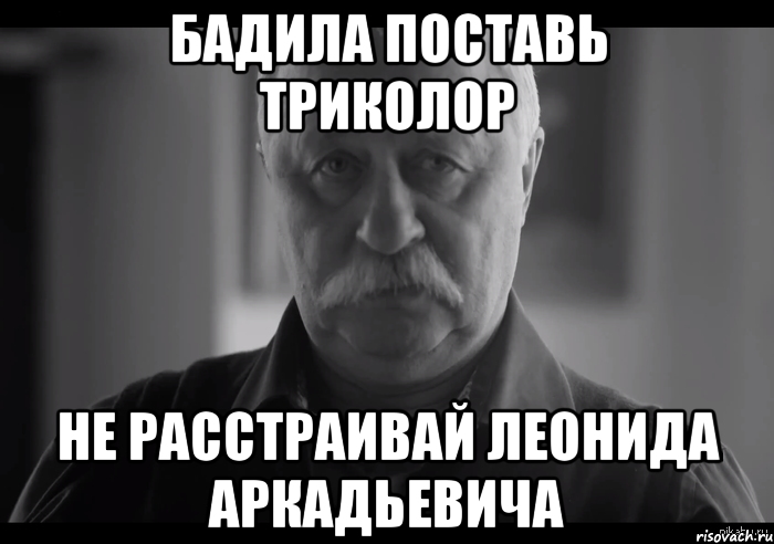 бадила поставь триколор не расстраивай леонида аркадьевича, Мем Не огорчай Леонида Аркадьевича