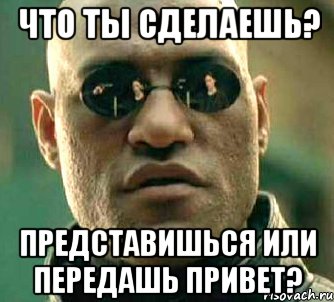 что ты сделаешь? представишься или передашь привет?, Мем  а что если я скажу тебе