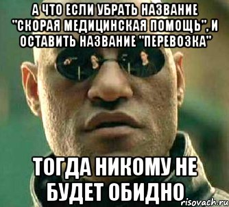 а что если убрать название "скорая медицинская помощь", и оставить название "перевозка" тогда никому не будет обидно, Мем  а что если я скажу тебе