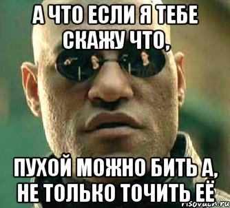 а что если я тебе скажу что, пухой можно бить а, не только точить её, Мем  а что если я скажу тебе