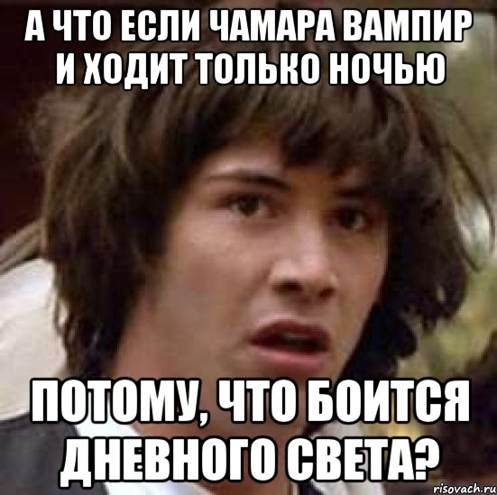 а что если чамара вампир и ходит только ночью потому, что боится дневного света?, Мем А что если (Киану Ривз)