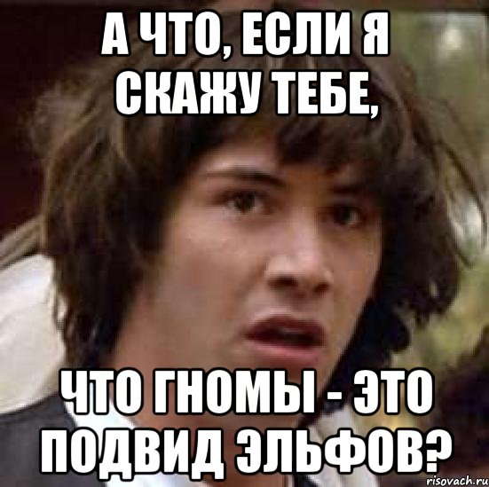 а что, если я скажу тебе, что гномы - это подвид эльфов?, Мем А что если (Киану Ривз)