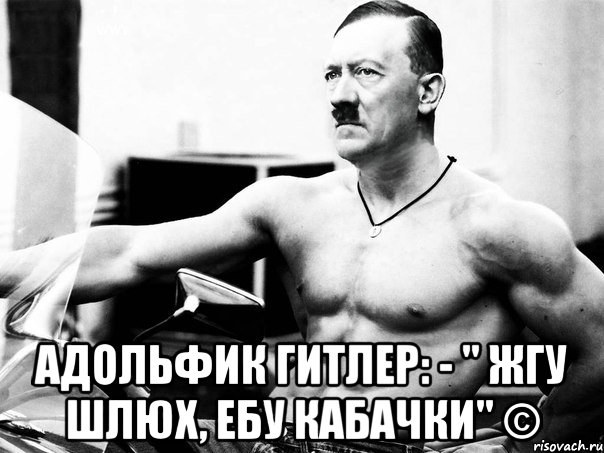  адольфик гитлер: - " жгу шлюх, ебу кабачки" ©