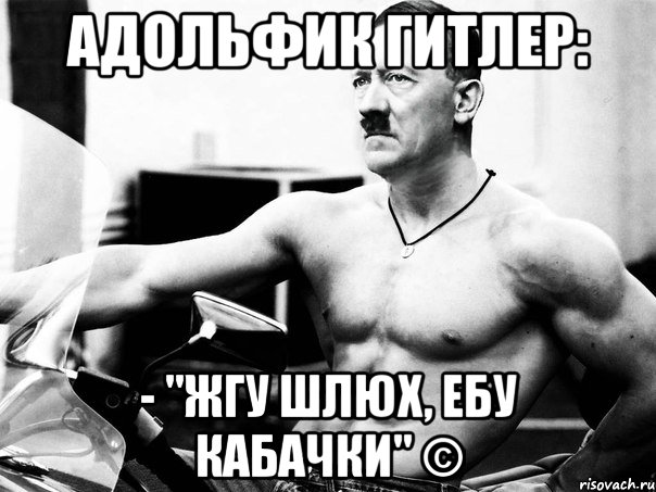 адольфик гитлер: - "жгу шлюх, ебу кабачки" ©