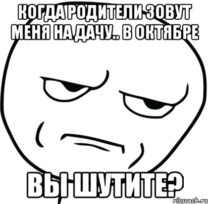 когда родители зовут меня на дачу.. в октябре вы шутите?, Мем Are you f cking kidding me