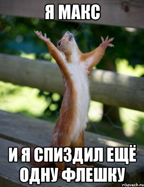 я макс и я спиздил ещё одну флешку, Мем    белка молится