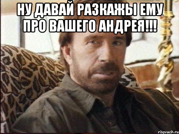 ну давай разкажы ему про вашего андрея!!! , Мем чак норрис