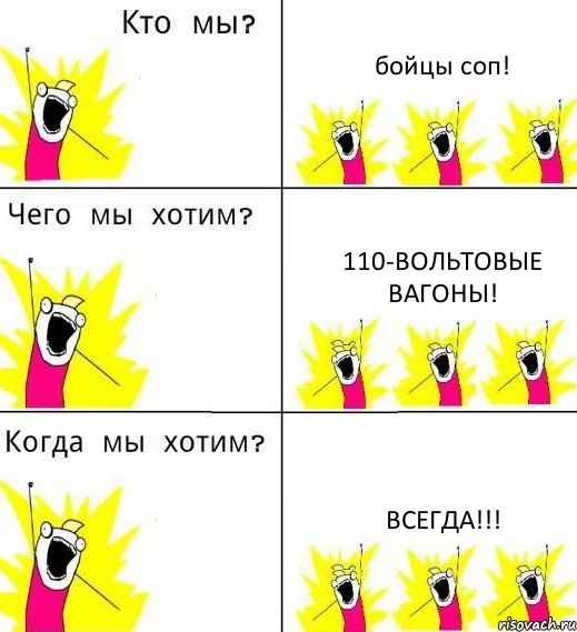бойцы соп! 110-вольтовые вагоны! ВСЕГДА!!!, Комикс Что мы хотим