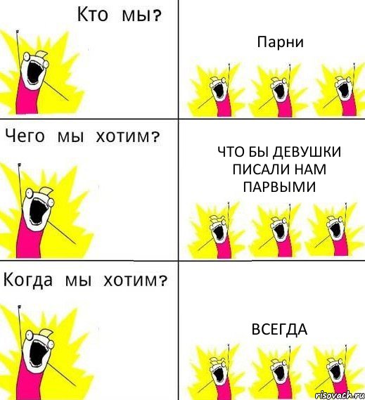 Парни Что бы девушки писали нам парвыми всегда, Комикс Что мы хотим