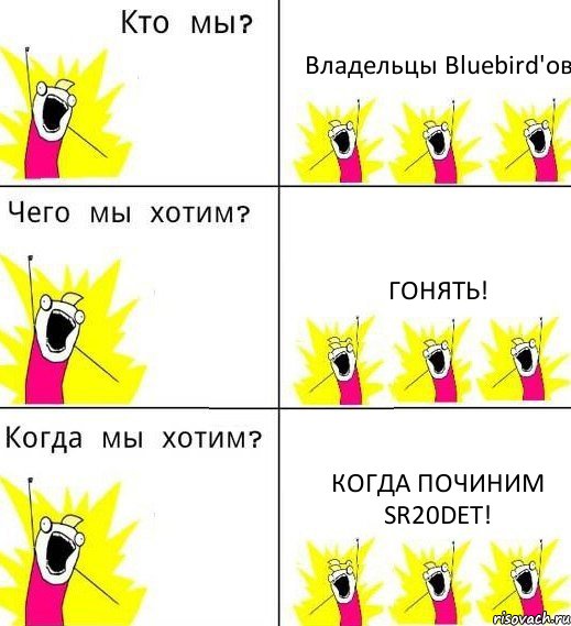 Владельцы Bluebird'ов Гонять! Когда починим SR20DET!, Комикс Что мы хотим