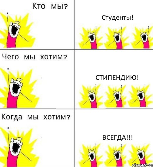 Студенты! Стипендию! ВСЕГДА!!!, Комикс Что мы хотим