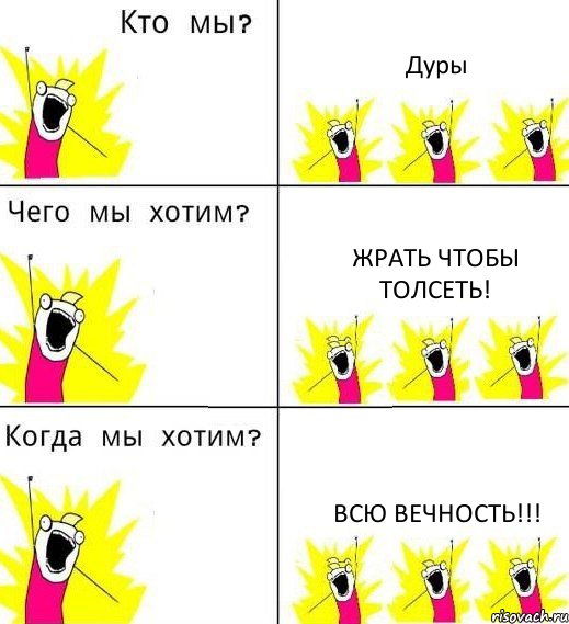 Дуры жрать чтобы толсеть! Всю вечность!!!, Комикс Что мы хотим