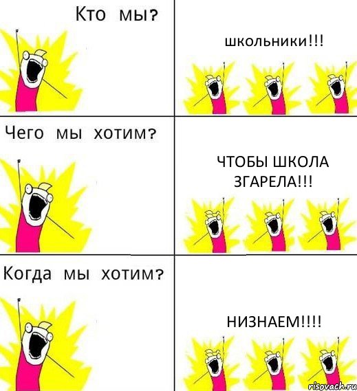 школьники!!! чтобы школа згарела!!! низнаем!!!, Комикс Что мы хотим