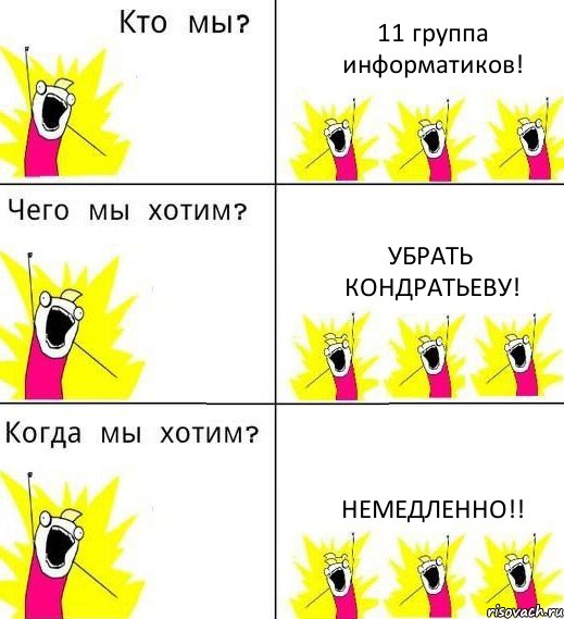 11 группа информатиков! Убрать Кондратьеву! НЕМЕДЛЕННО!!, Комикс Что мы хотим