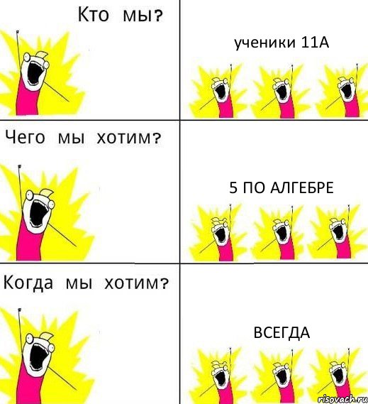 ученики 11А 5 по алгебре всегда, Комикс Что мы хотим