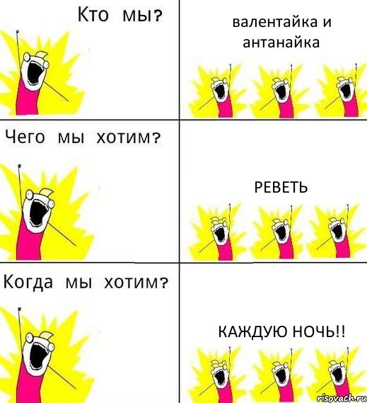 валентайка и антанайка реветь каждую ночь!!, Комикс Что мы хотим