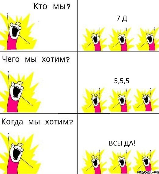 7 Д 5,5,5 всегда!, Комикс Что мы хотим