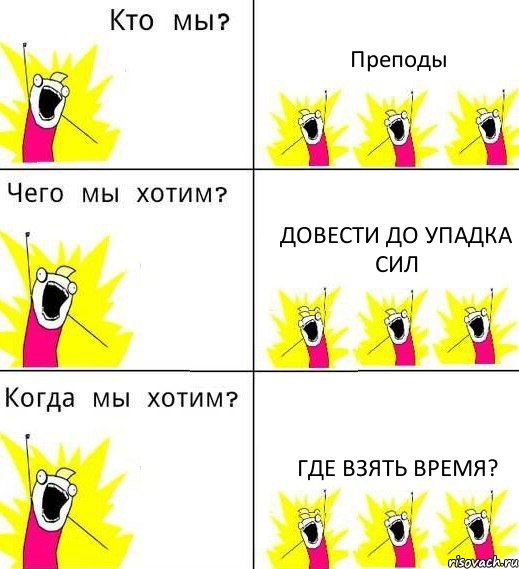 Преподы Довести до упадка сил Где взять время?, Комикс Что мы хотим