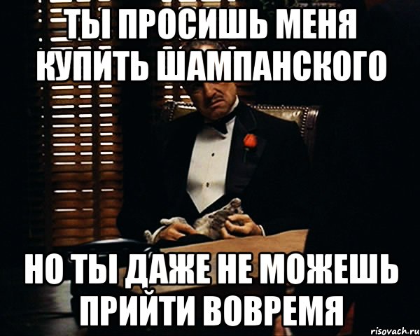 ты просишь меня купить шампанского но ты даже не можешь прийти вовремя, Мем Дон Вито Корлеоне