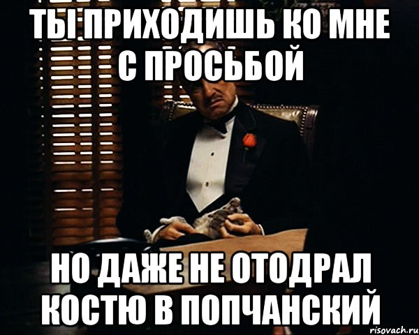 ты приходишь ко мне с просьбой но даже не отодрал костю в попчанский, Мем Дон Вито Корлеоне