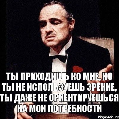 Ты приходишь ко мне, но ты не используешь зрение, ты даже не ориентируешься на мои потребности