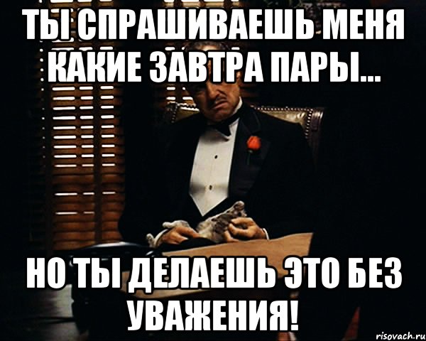 ты спрашиваешь меня какие завтра пары... но ты делаешь это без уважения!, Мем Дон Вито Корлеоне