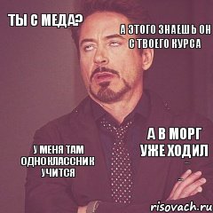 ты с меда? а этого знаешь он с твоего курса  а в морг уже ходил у меня там одноклассник учится у меня там одноклассник учится 