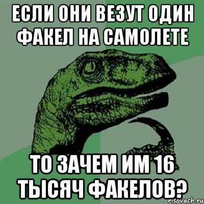 если они везут один факел на самолете то зачем им 16 тысяч факелов?, Мем Филосораптор