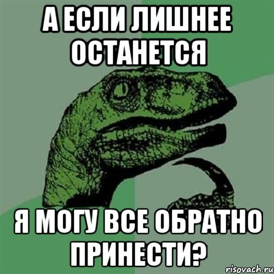 а если лишнее останется я могу все обратно принести?, Мем Филосораптор