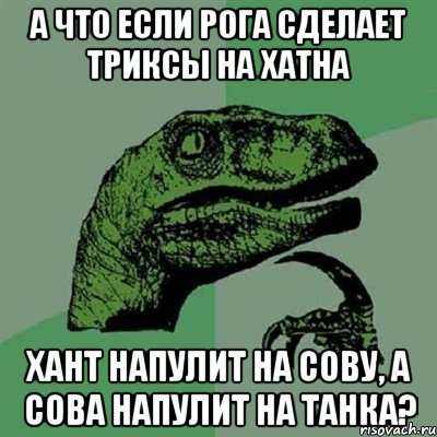 а что если рога сделает триксы на хатна хант напулит на сову, а сова напулит на танка?, Мем Филосораптор