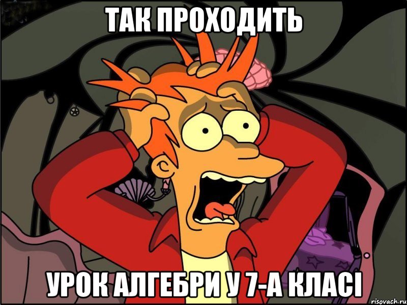 так проходить урок алгебри у 7-а класі, Мем Фрай в панике