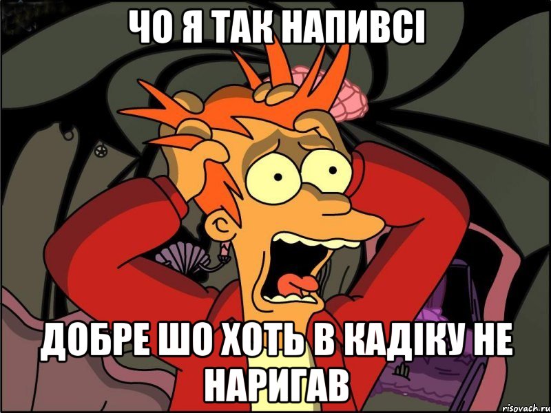 чо я так напивсі добре шо хоть в кадіку не наригав, Мем Фрай в панике