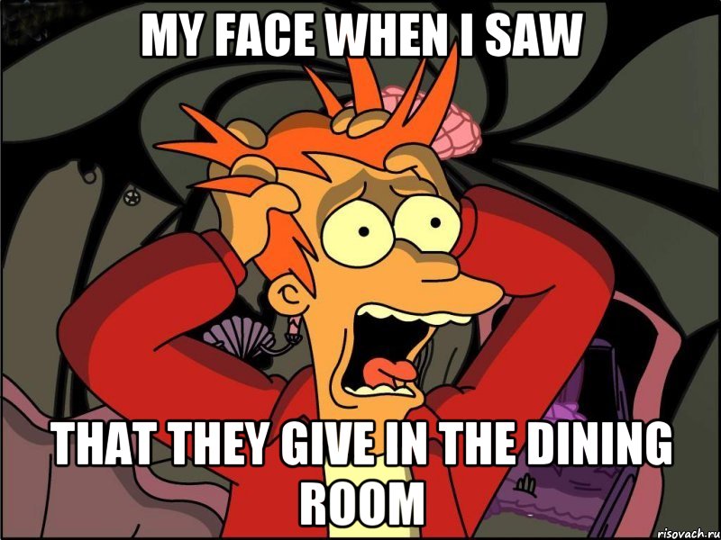 my face when i saw that they give in the dining room, Мем Фрай в панике