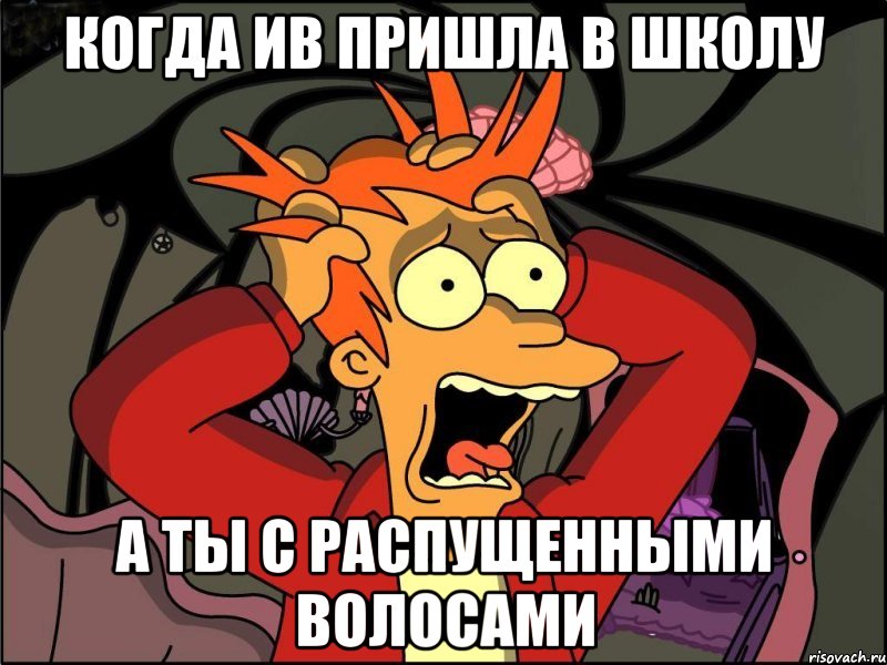 когда ив пришла в школу а ты с распущенными волосами, Мем Фрай в панике