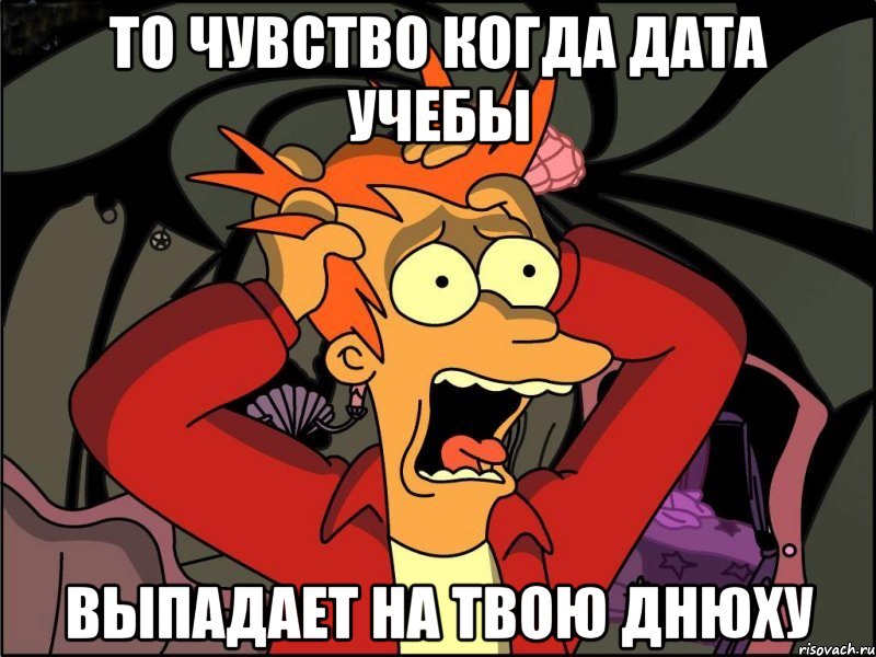 то чувство когда дата учебы выпадает на твою днюху, Мем Фрай в панике