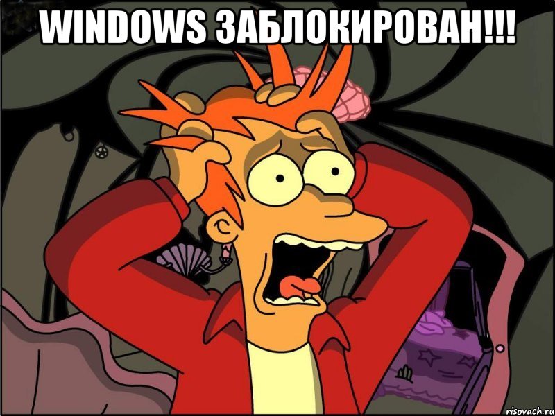 windows заблокирован!!! , Мем Фрай в панике