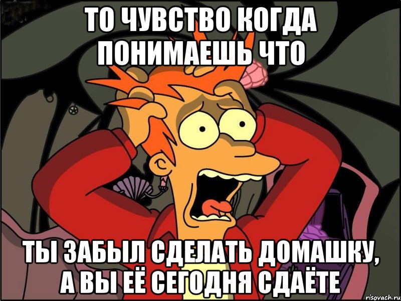 то чувство когда понимаешь что ты забыл сделать домашку, а вы её сегодня сдаёте, Мем Фрай в панике