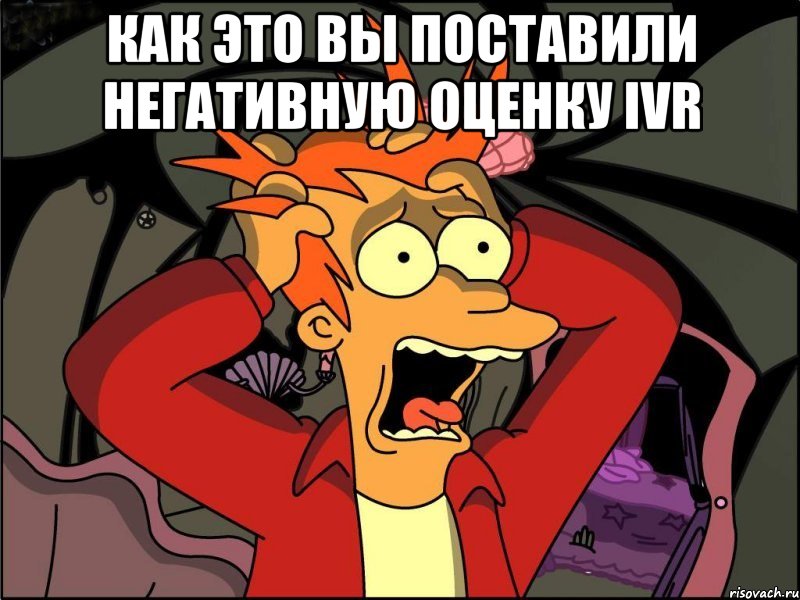 как это вы поставили негативную оценку ivr , Мем Фрай в панике