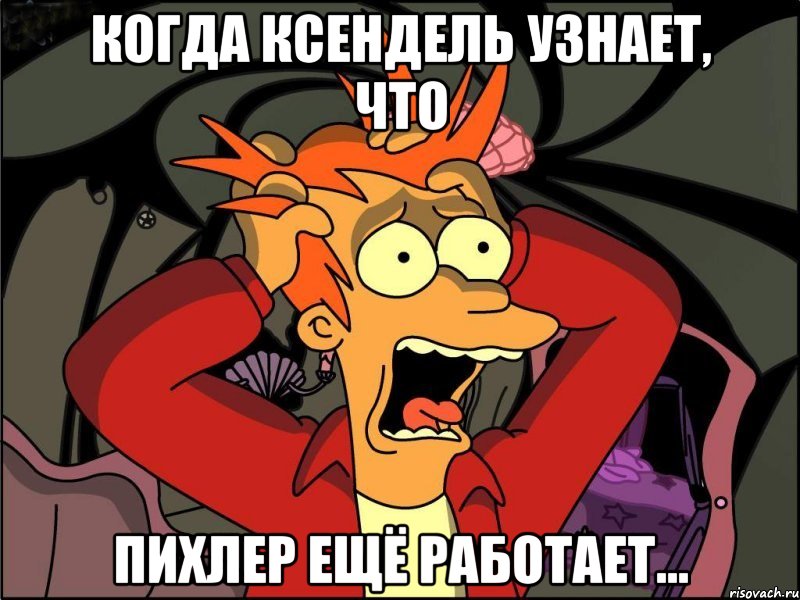 когда ксендель узнает, что пихлер ещё работает..., Мем Фрай в панике