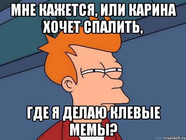 мне кажется, или карина хочет спалить, где я делаю клевые мемы?, Мем  Фрай (мне кажется или)