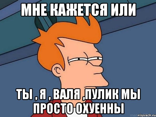 мне кажется или ты , я , валя ,пулик мы просто охуенны, Мем  Фрай (мне кажется или)