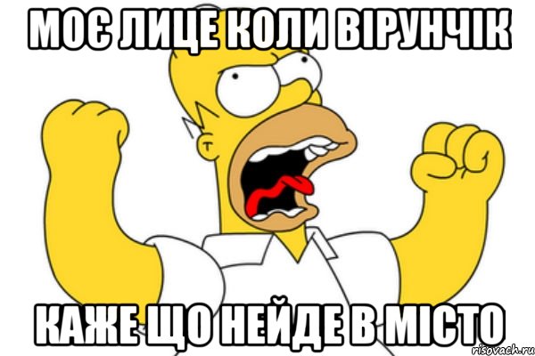 моє лице коли вірунчік каже що нейде в місто, Мем Разъяренный Гомер