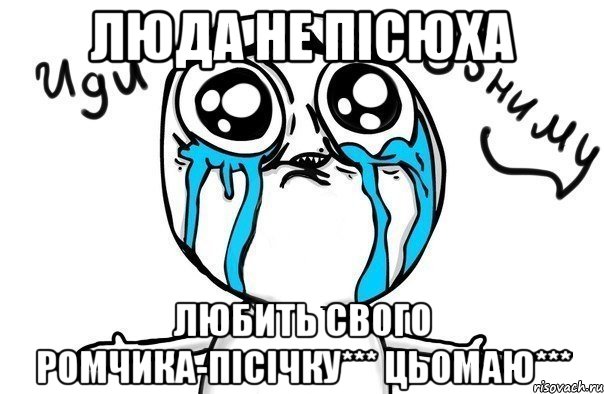 люда не пісюха любить свого ромчика-пісічку*** цьомаю***, Мем Иди обниму